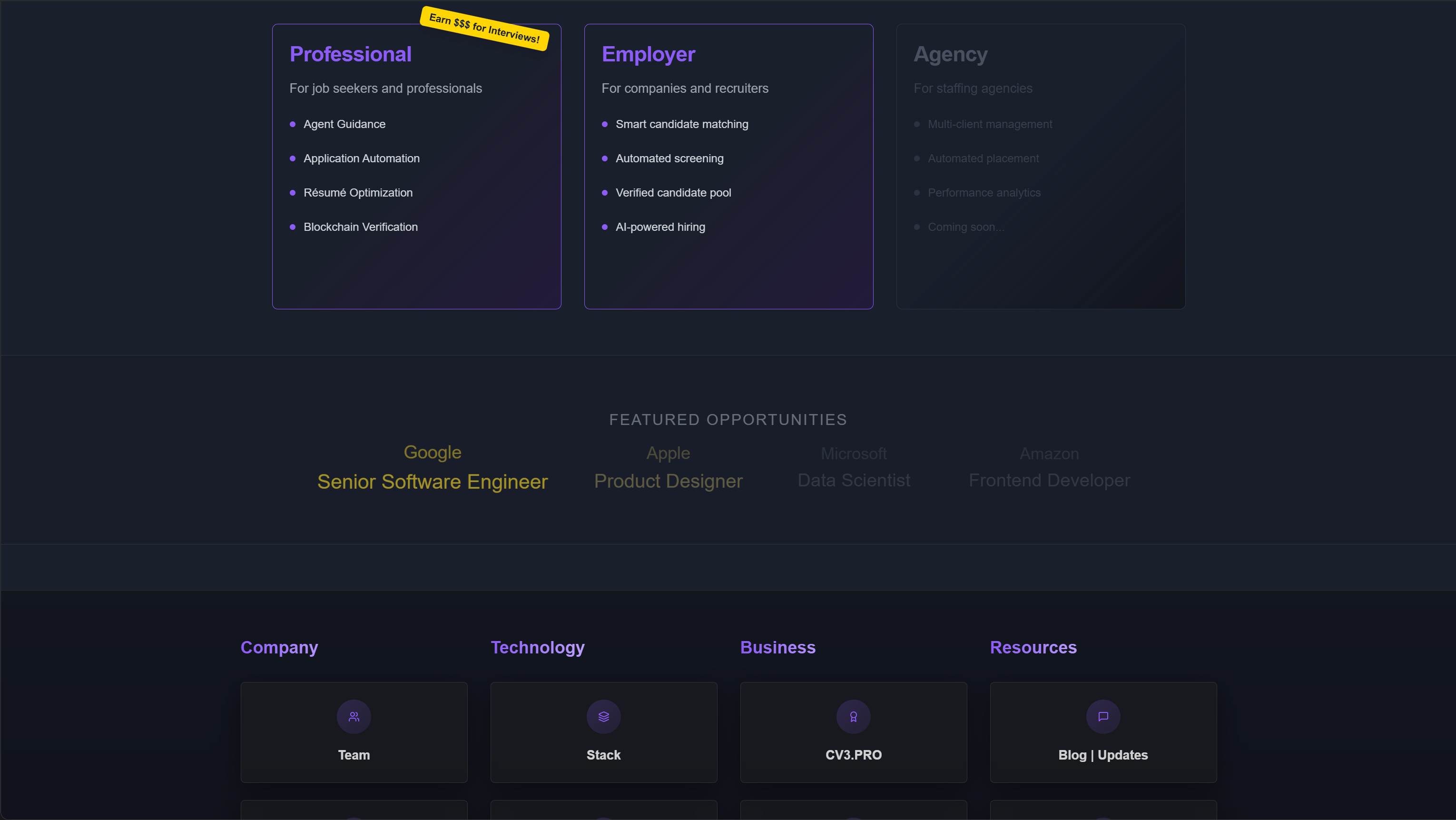 Hiring platform dashboard with AI